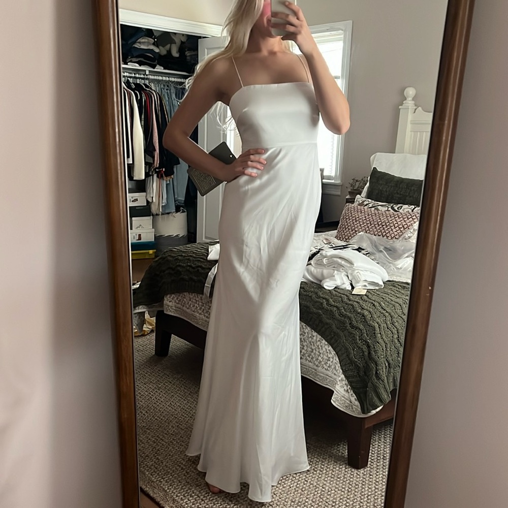 NWT asos bridal white silk maxi dress